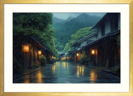 Japanese Rainy Night Wall Art