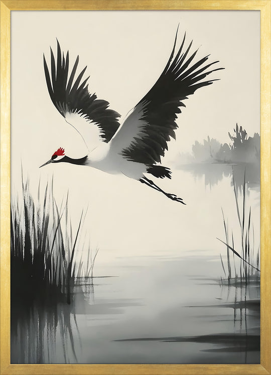 Red-Crowned Crane in Flight