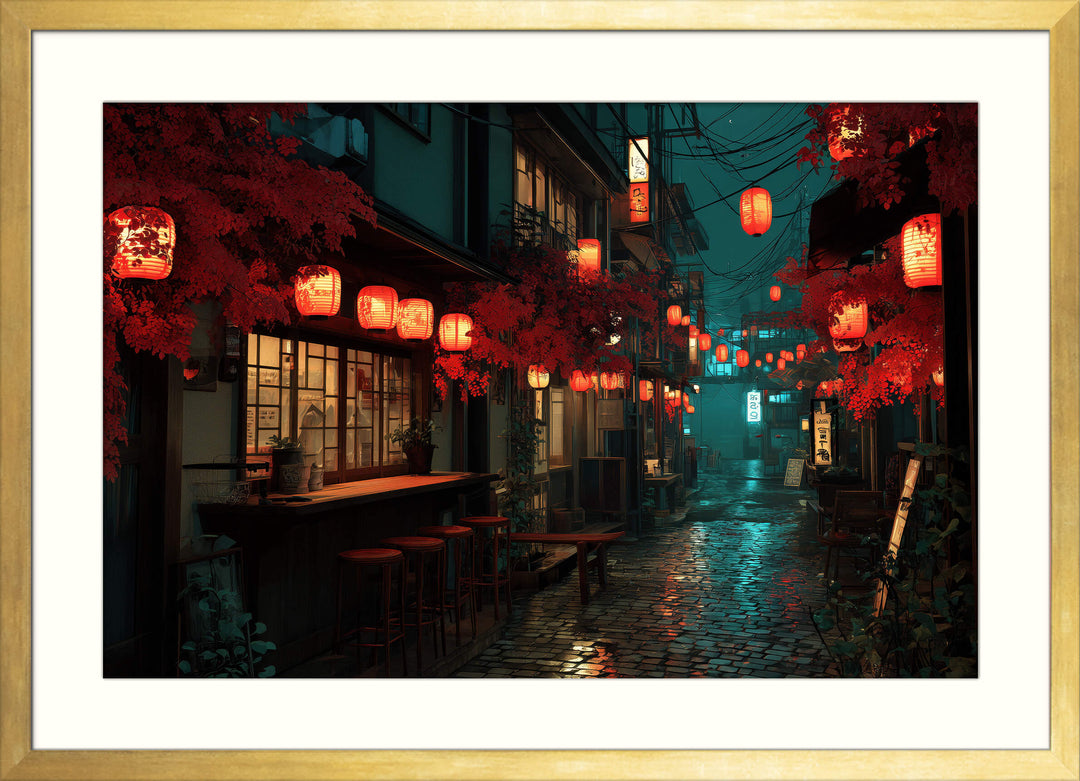 Japanese Lantern Street Wall Art