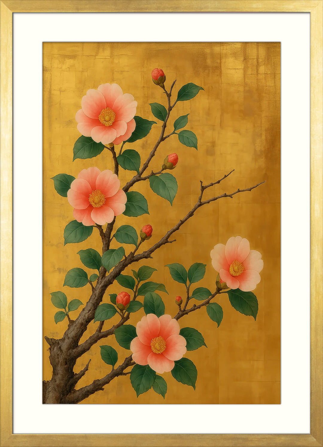 Camellia Flower Print in Rinpa Style