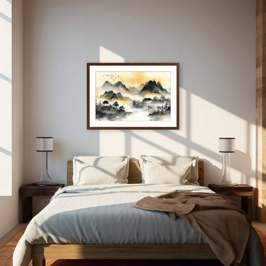 Golden Mist Over Tranquil Mountains