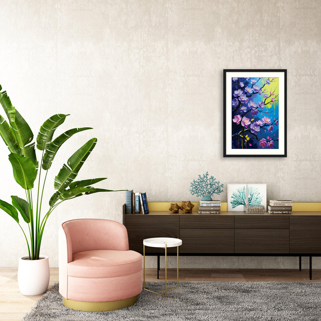 Abstract Sakura in Violet and Neon