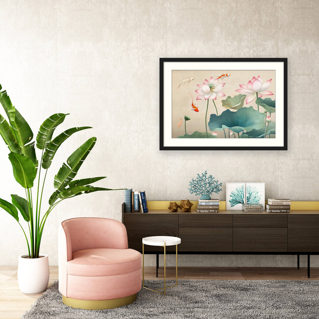 Koi Fish Lotus Wall Art