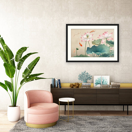 Koi Fish Lotus Wall Art