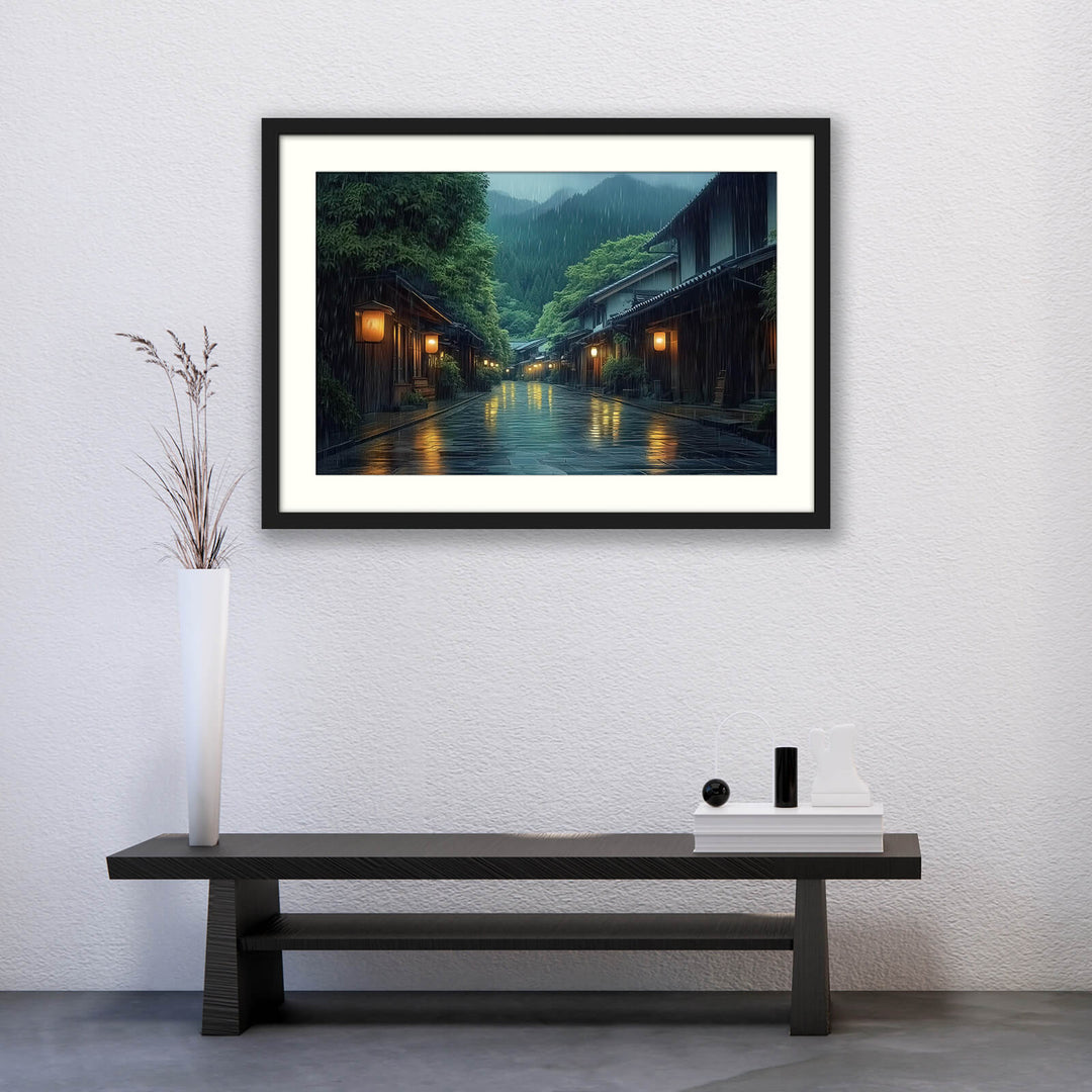 Japanese Rainy Night Wall Art