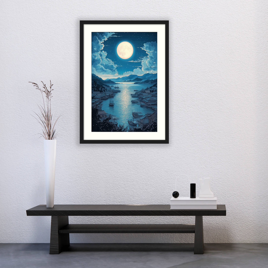 Moonlight Japanese Landscape Print