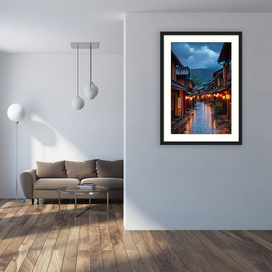 Tokyo Night Street Print with Lantern Alley