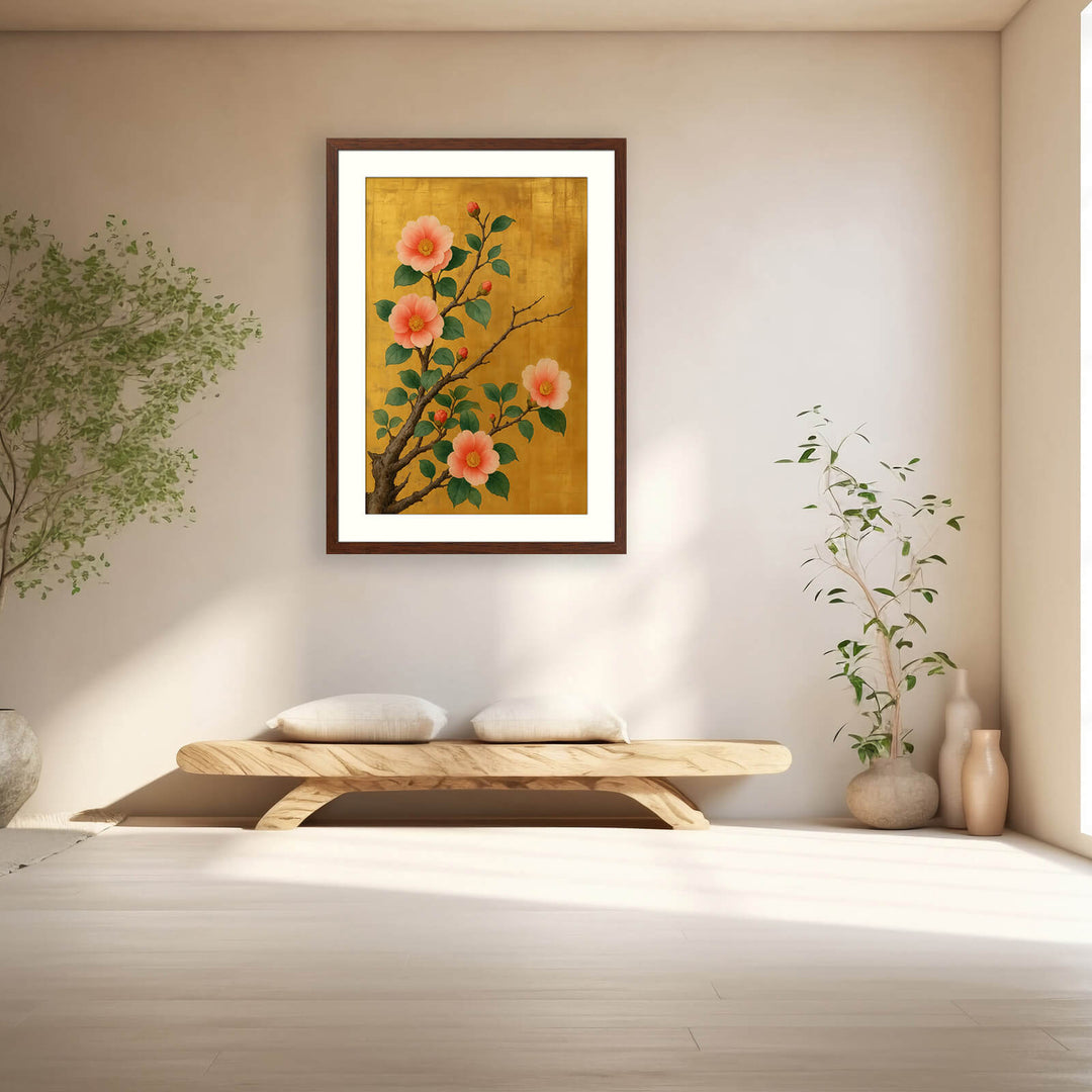 Camellia Flower Print in Rinpa Style