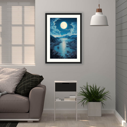 Moonlight Japanese Landscape Print