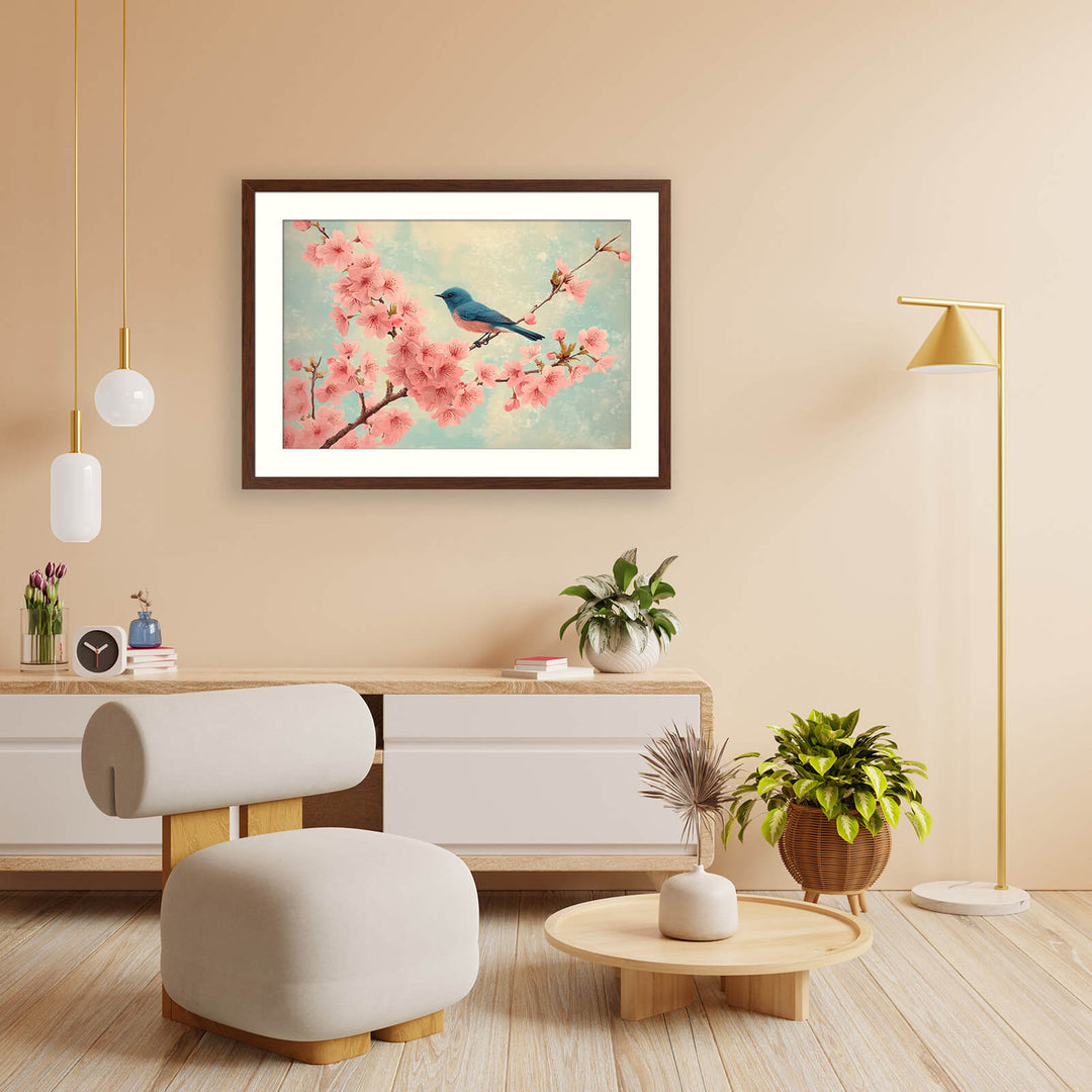 Japanese Sakura Print with Bir
