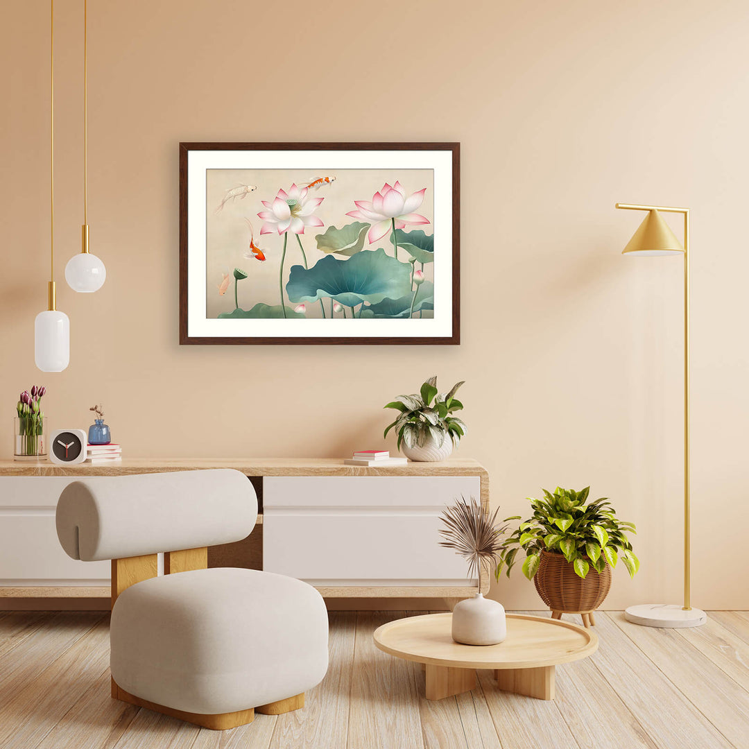 Koi Fish Lotus Wall Art