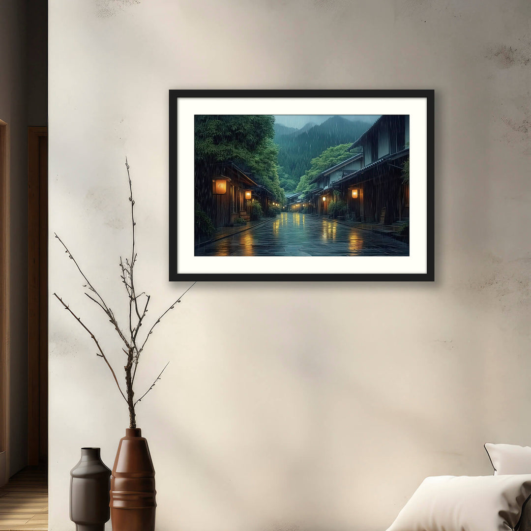 Japanese Rainy Night Wall Art