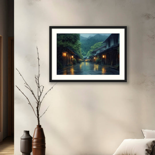 Japanese Rainy Night Wall Art