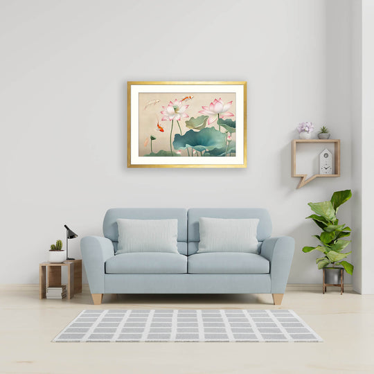 Koi Fish Lotus Wall Art
