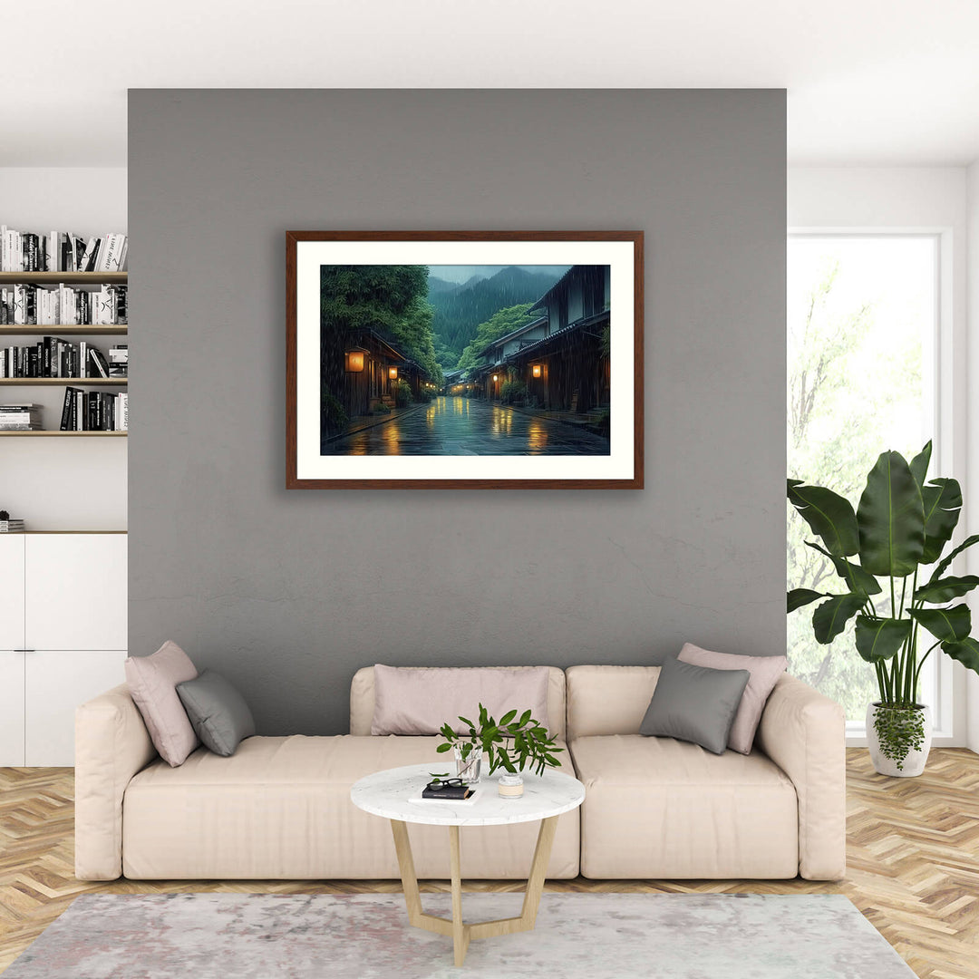 Japanese Rainy Night Wall Art