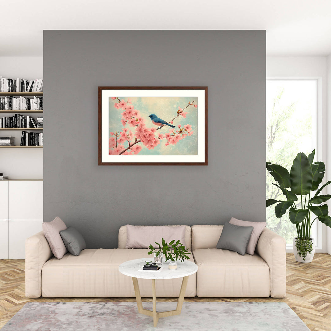 Japanese Sakura Print with Bir