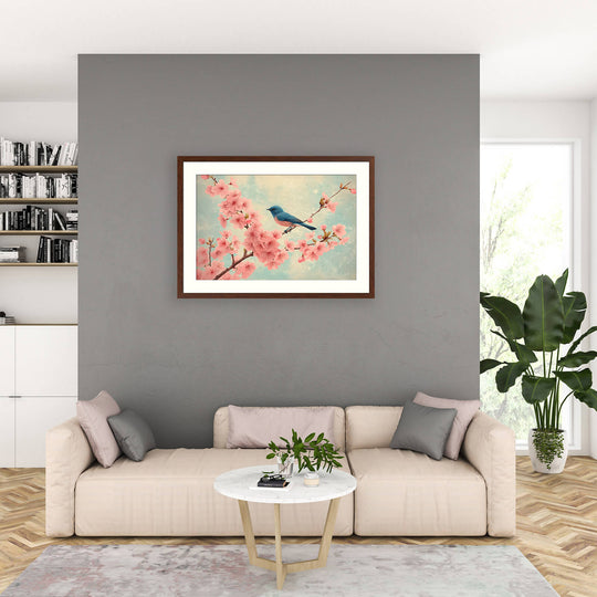 Japanese Sakura Print with Bir