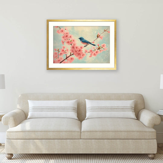 Japanese Sakura Print with Bir