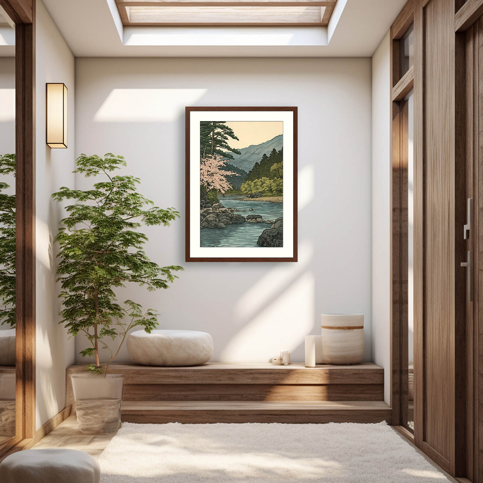 織田義郎　水彩画 Harbor Scape III 296/300 Japanese Marquetry Wall Art Summer – Japanese puzzle box – Hakone