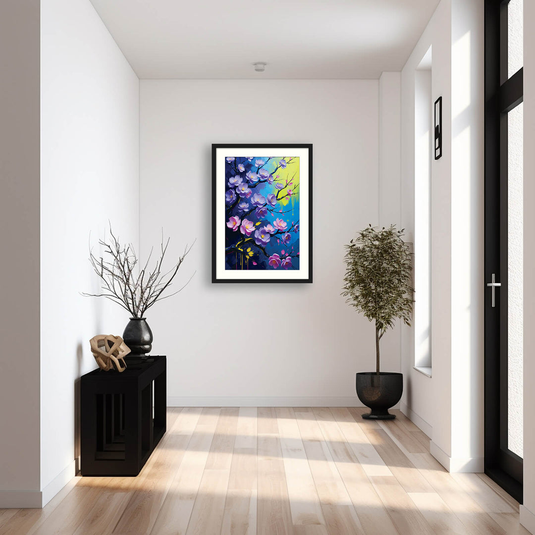 Abstract Sakura in Violet and Neon
