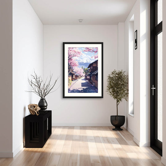 Cherry Blossom Street with Mount Fuji