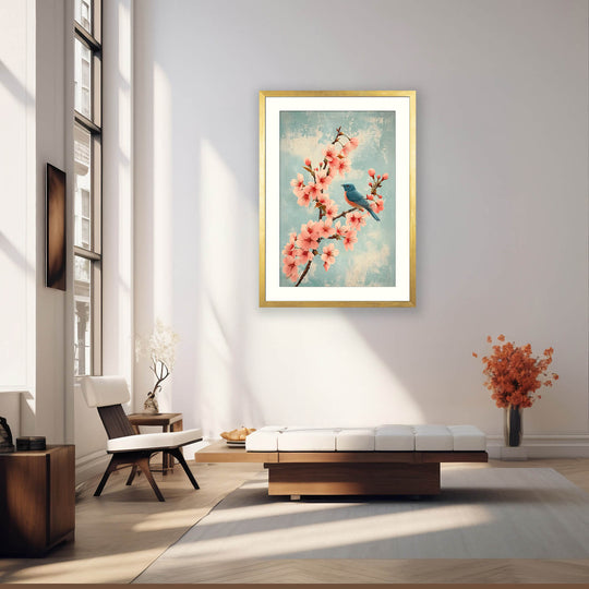 Cherry Blossom Bird Print
