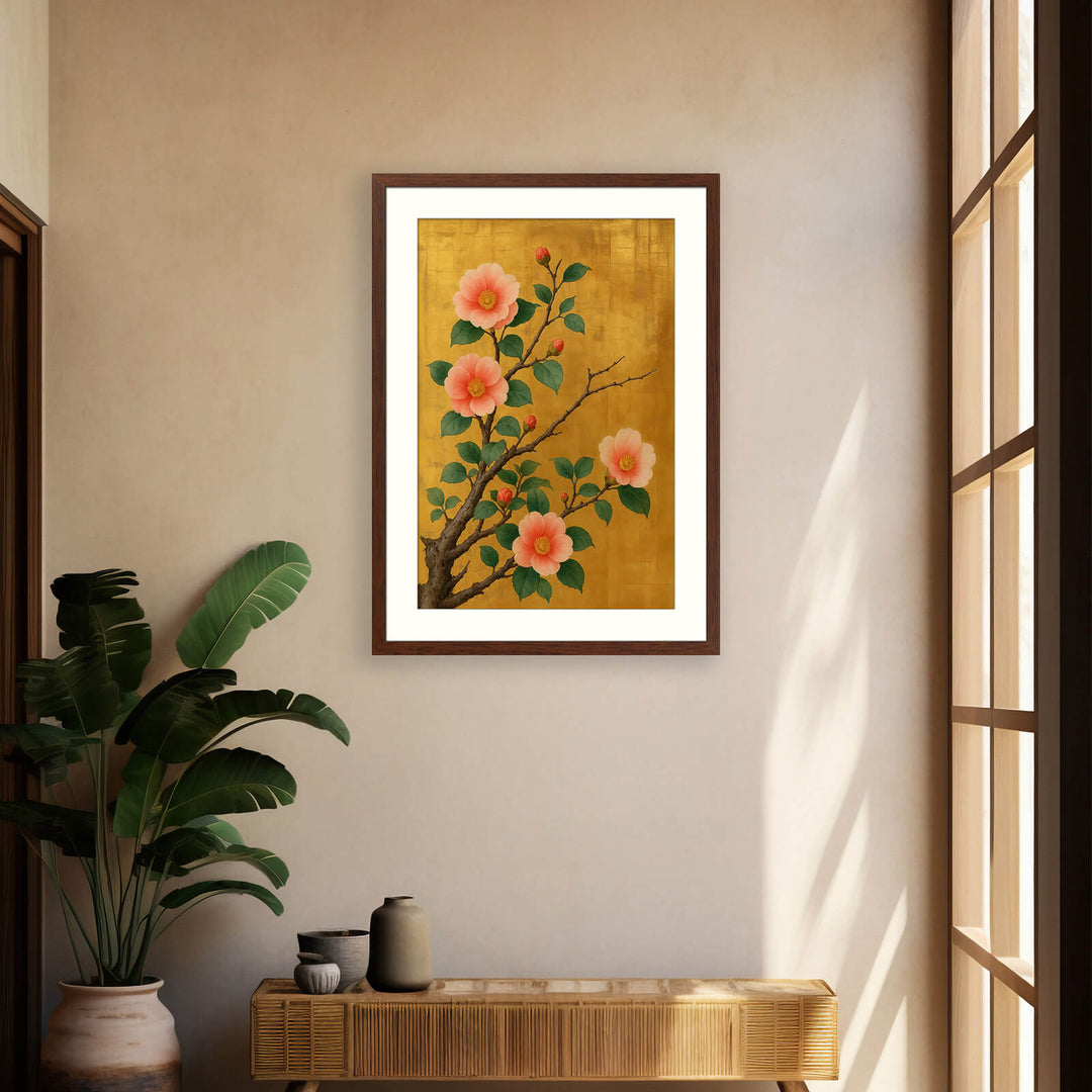 Camellia Flower Print in Rinpa Style