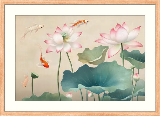 Koi Fish Lotus Wall Art