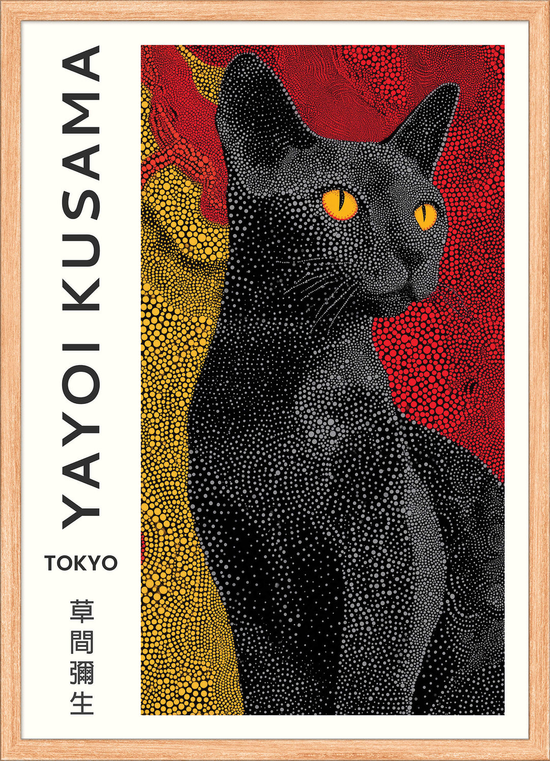 Yayoi Kusama Black Cat Portrait