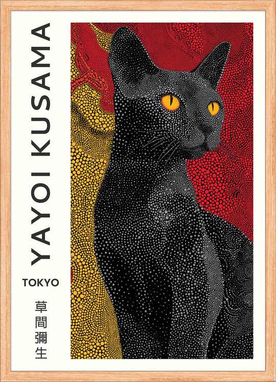 Yayoi Kusama Black Cat Portrait