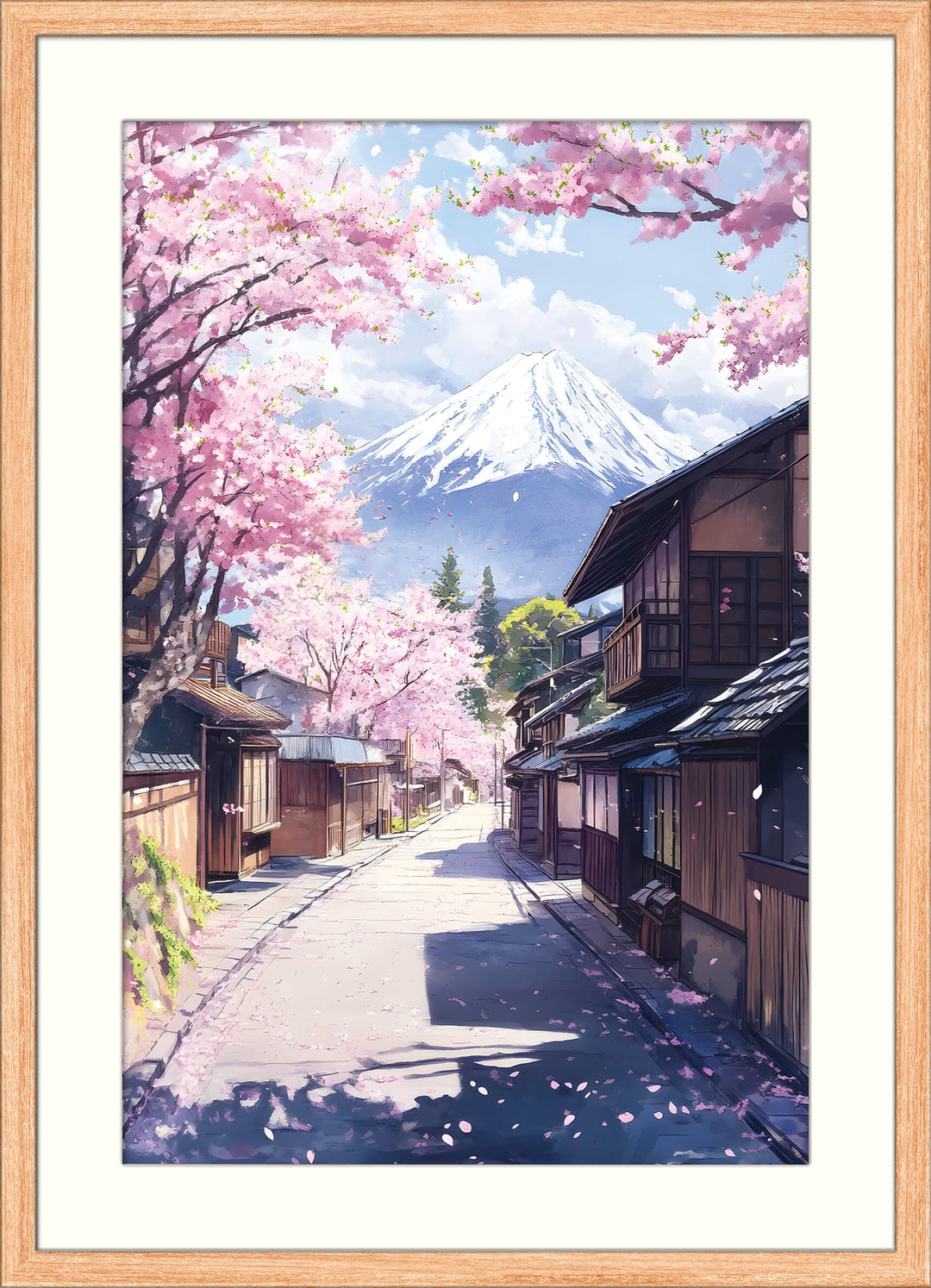 Cherry Blossom Street with Mount Fuji
