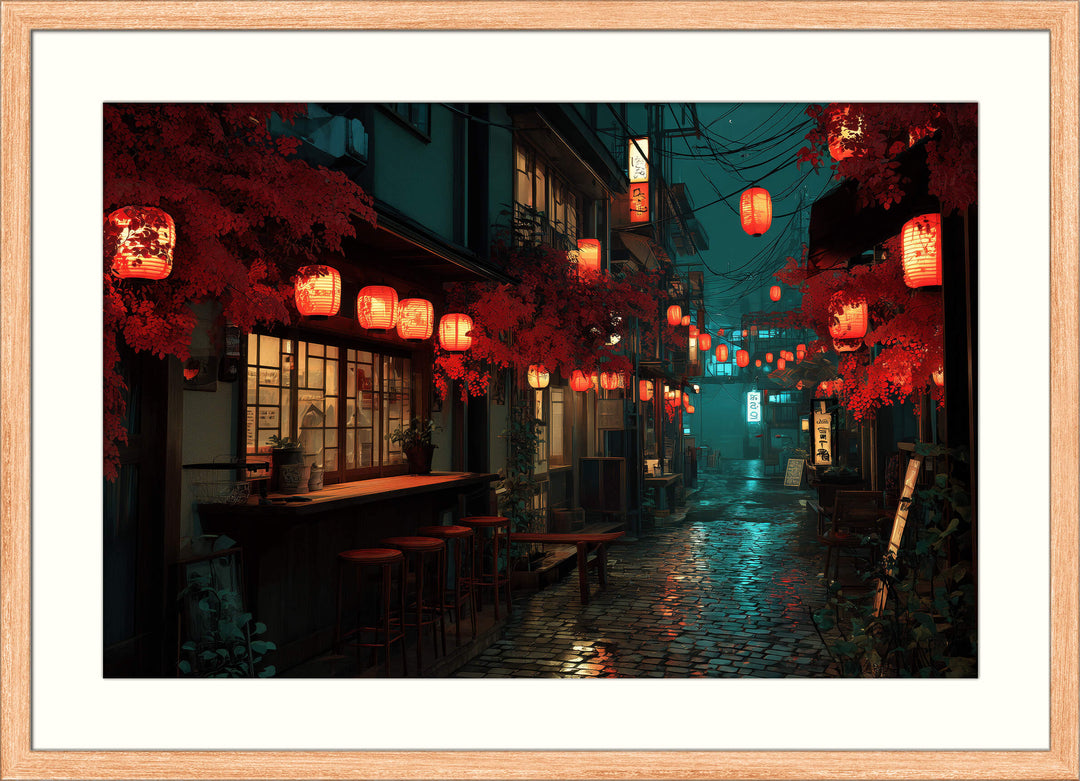 Japanese Lantern Street Wall Art