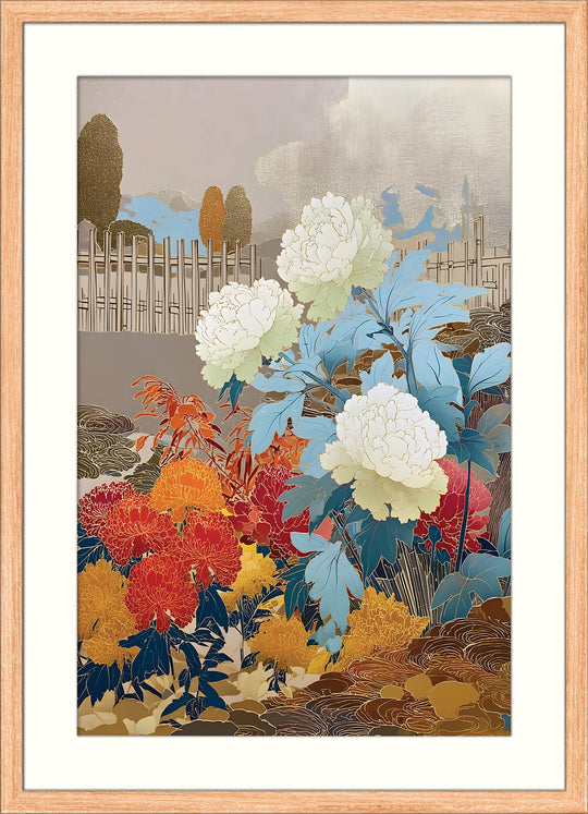 Peonies and Chrysanthemums