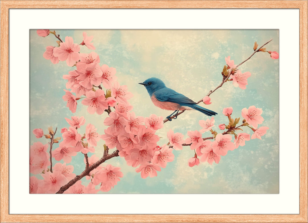 Japanese Sakura Print with Bir