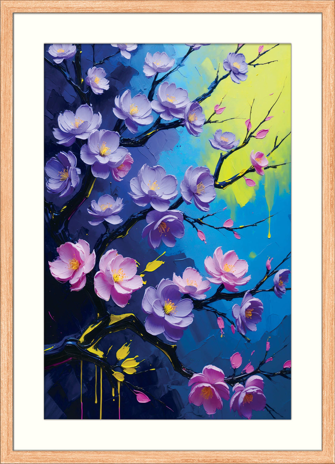 Abstract Sakura in Violet and Neon