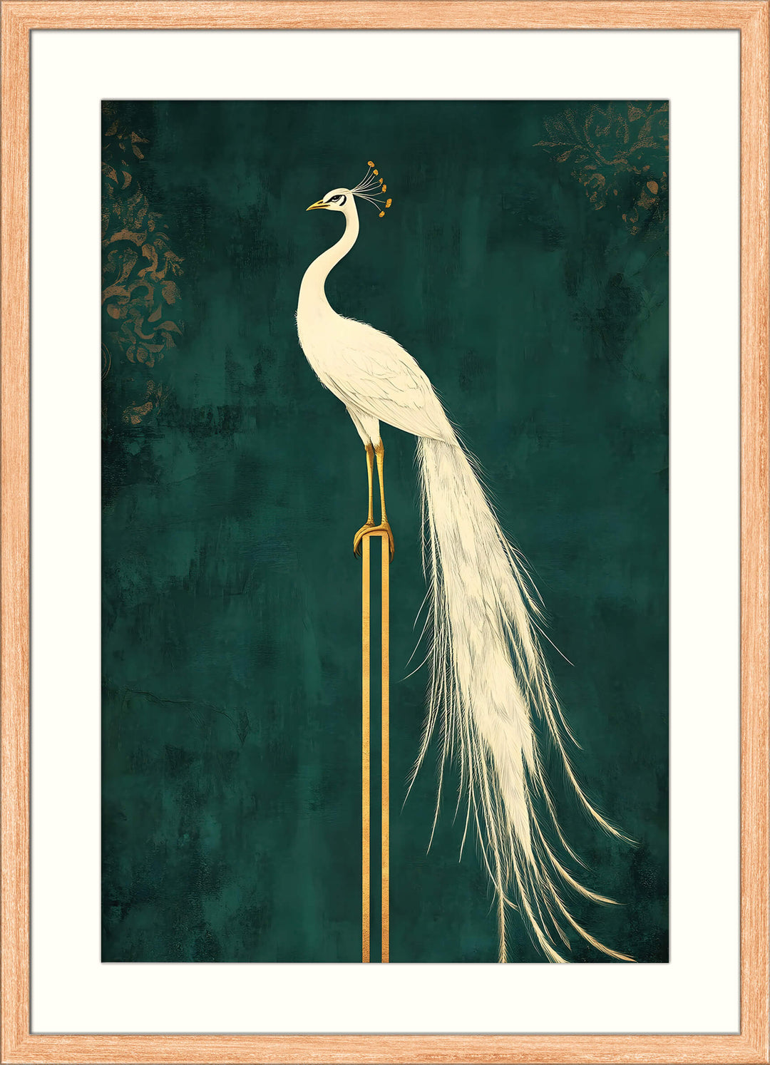 White Peacock on Gold Pedestal
