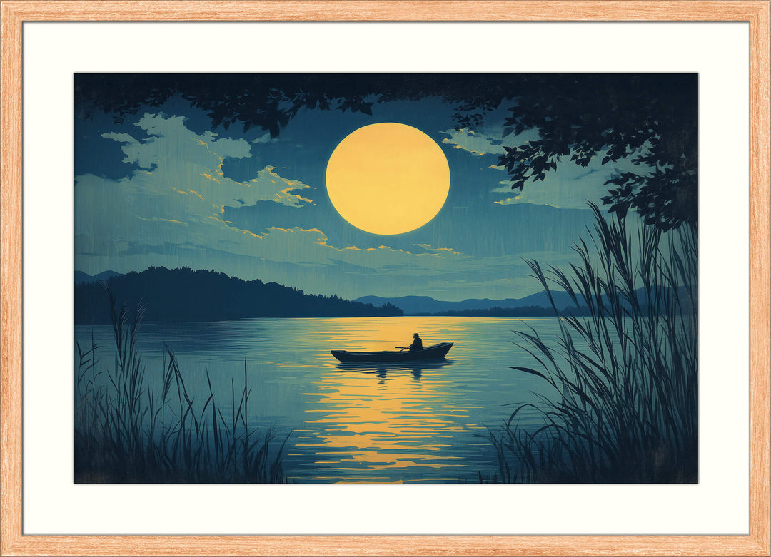 Japanese Moonlight Lake Print