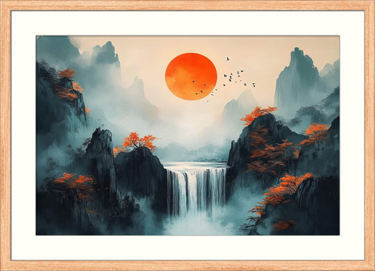 Japanese Mountain Sunrise Wall Art