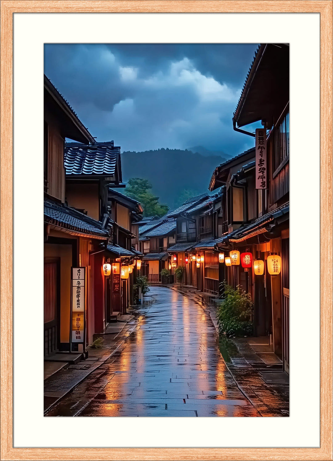 Tokyo Night Street Print with Lantern Alley