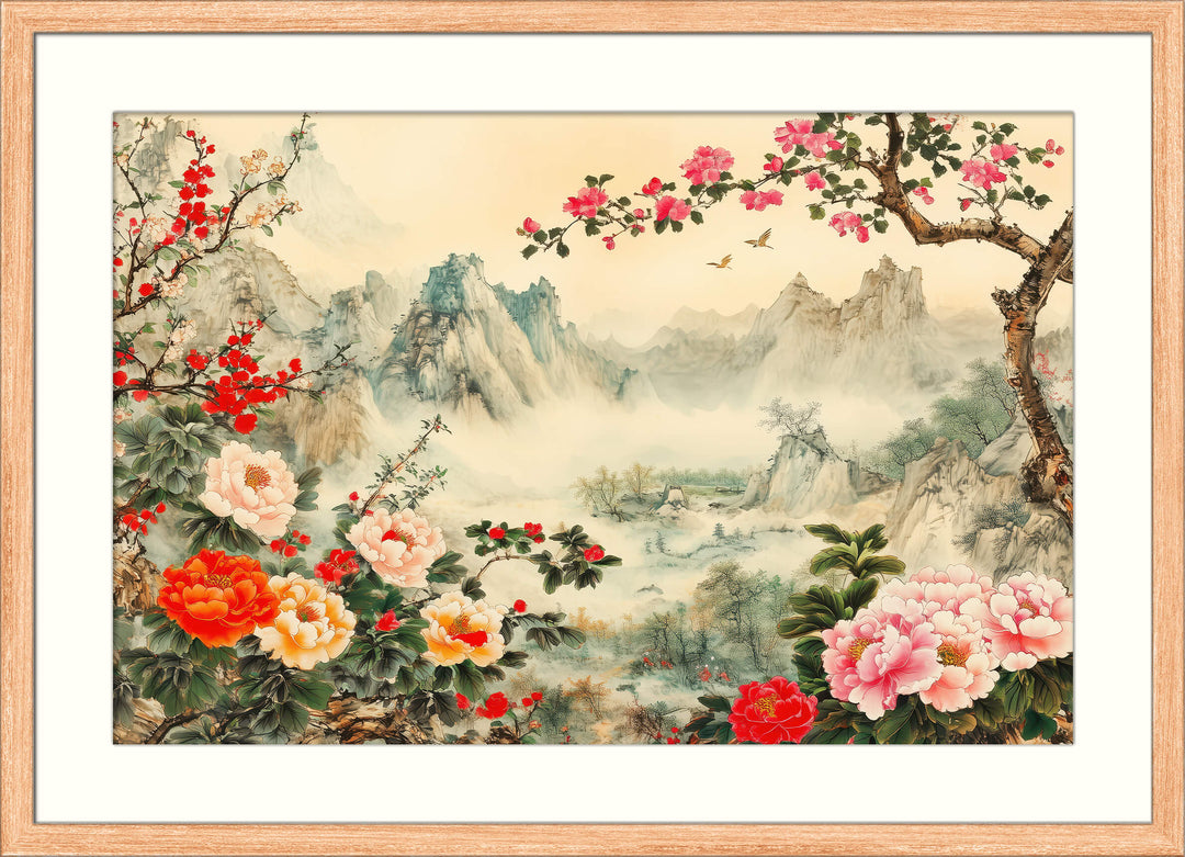 Mountain with Peonies