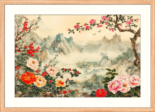 Mountain with Peonies