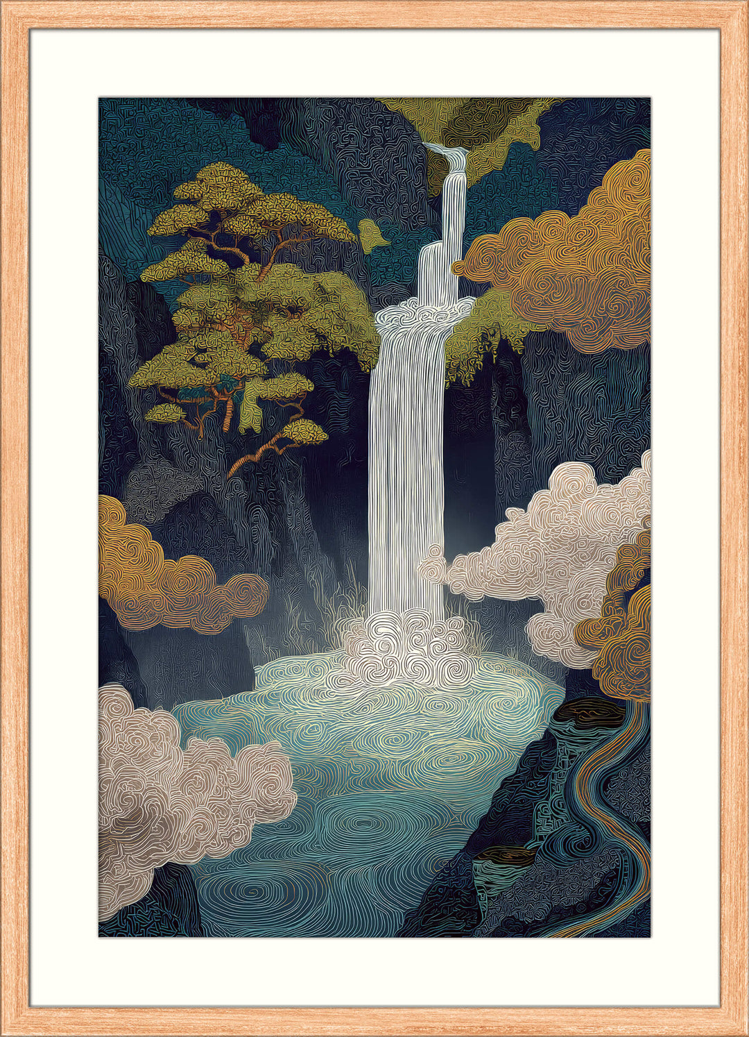 Waterfall in Japanese Mountain Forest