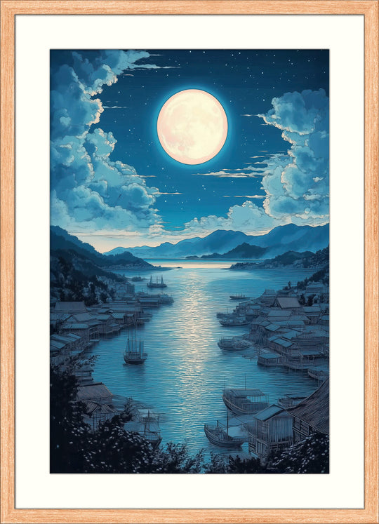 Moonlight Japanese Landscape Print