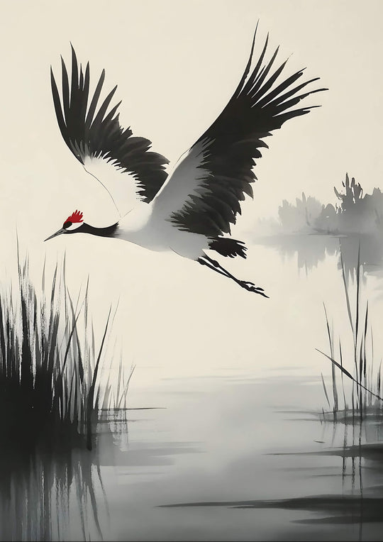 Red-Crowned Crane in Flight