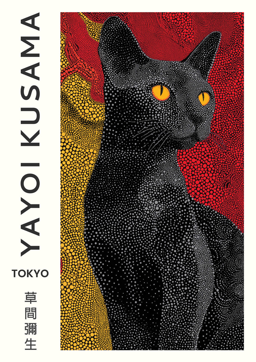 Yayoi Kusama Black Cat Portrait