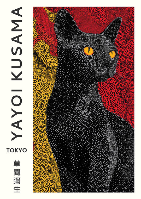 Yayoi Kusama Black Cat Portrait