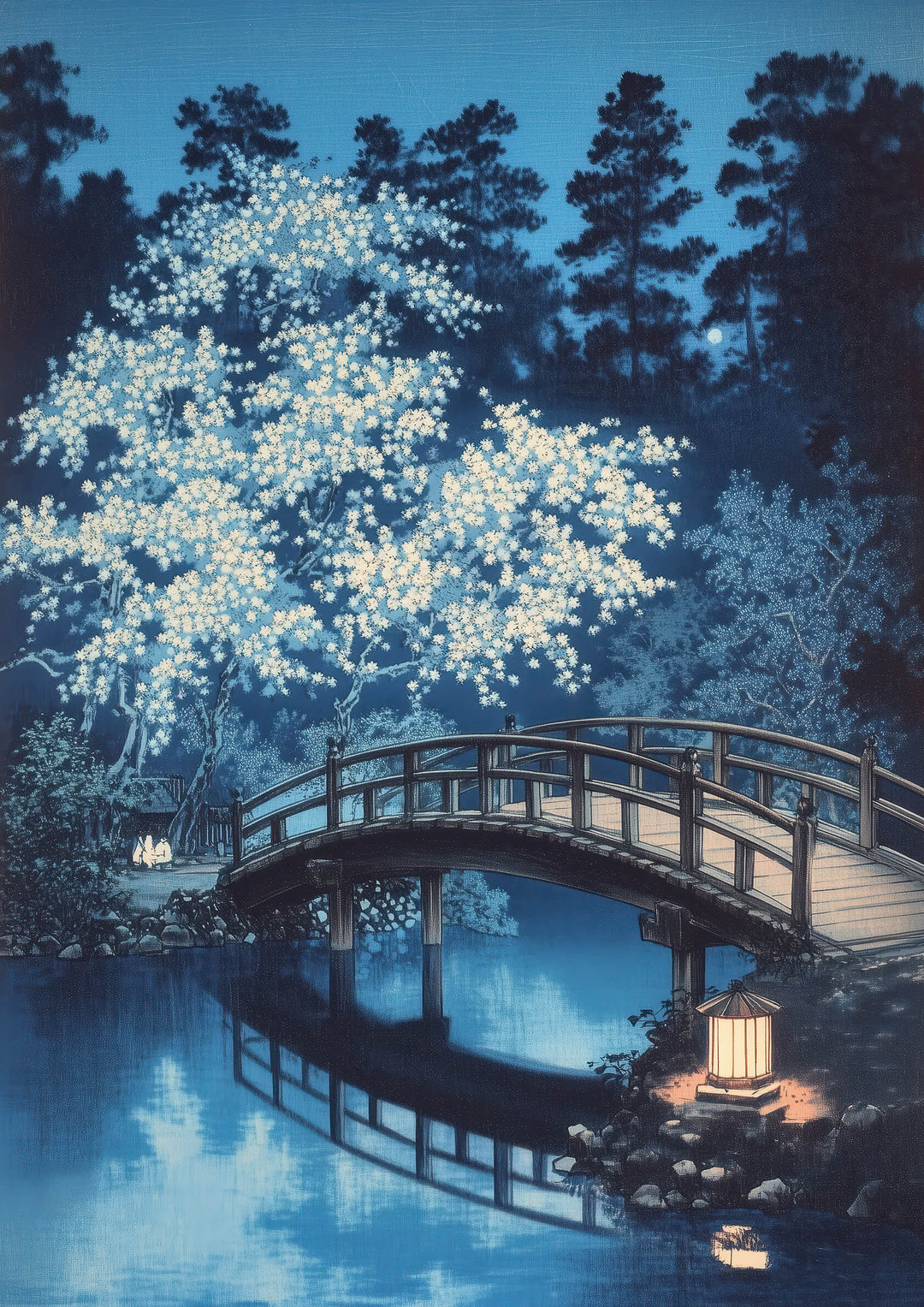 Moonlit Bridge and Blossoms