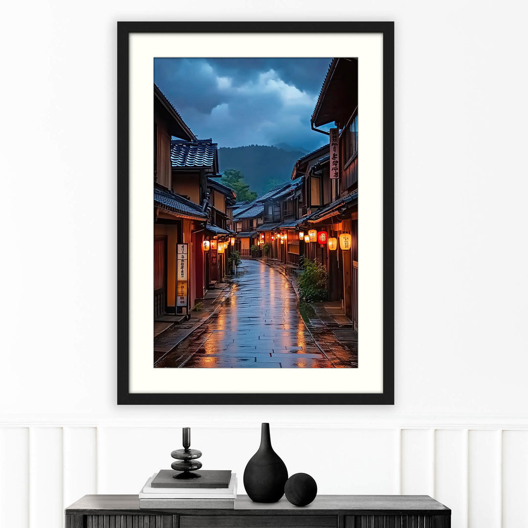 Tokyo Night Street Print with Lantern Alley