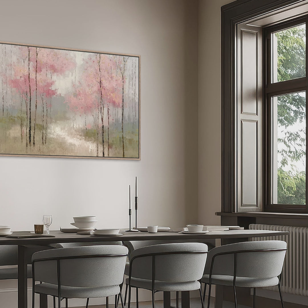 Abstract Pink Blossom Forest