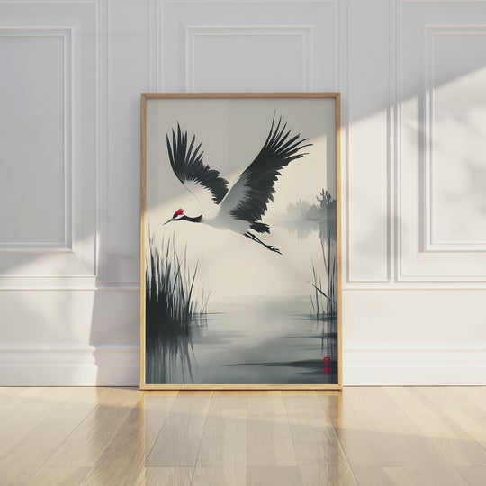 Red-Crowned Crane in Flight